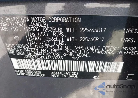 2018 Toyota Rav4 Le from USA, damaged, VIN JTMBFREVXJJ730283